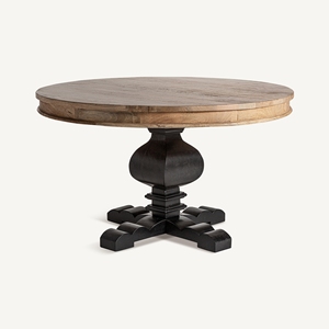 <b>Round</b> Solid Wood Portable Pedestal <b>Dining</b> <b>Table</b> Antique Design Stable Base <b>for</b> Hotel Use - Product Image 5