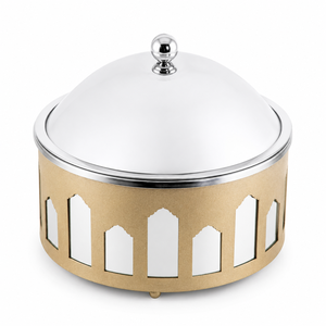 Casserole de luxe en acier inoxydable doré à double paroi isolée avec couvercle décoratif en forme de dôme, bol de service de qualité alimentaire pour la maison - Product Image 1