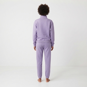 Ensemble de survêtement sport en coton épais pour femme : veste zippée et pantalon droit – Tenue décontractée athlétique deux pièces - Product Image 2