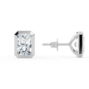 Boucles d'oreilles clous en diamant de laboratoire taille Radiant 2 carats, or massif 14k 18k, solitaire à quatre griffes, bijoux de luxe pour mariage, CVD IGI - Product Image 6
