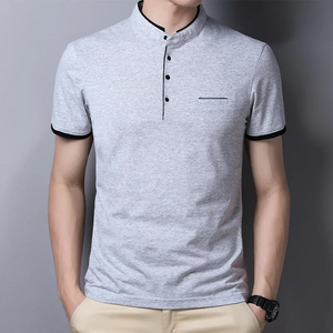 2026 New Men's Casual and Fashionable Solid Color Short Sleeved Stand Up <b>Collar</b> <b>T</b>-<b>shirt</b> Summer Versatile and Comfortable Top - Product Image 4