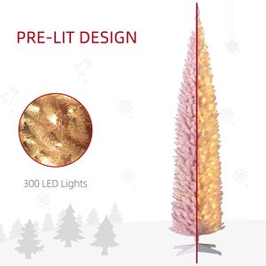 Tall Slim Noble Fir Artificial Christmas <b>Tree</b> with Warm White LED <b>Lights</b> Pre-Lit Branch Tips for Festive Christmas Decorations - Product Image 4