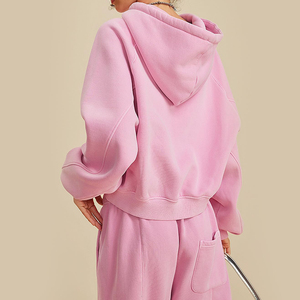 Sudadera con capucha corta raglán personalizada para mujer, de algodón y felpa, para invierno, gimnasio, fitness, casual, exterior, estilo urbano - Product Image 3