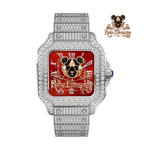 Elegant Luxury Moissanite Diamond <b>Watch</b> with Square Case Sapphire <b>Crystal</b> Sculpted Lugs Stainless Steel Band and Sector Dial - Product Image 2