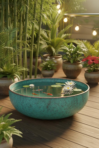 Bassin à poissons koï en cuivre artisanal pour décoration de jardin et extérieur de luxe, bassin à poissons koï en cuivre de qualité supérieure, fait main, pour l'eau de jardin - Product Image 6