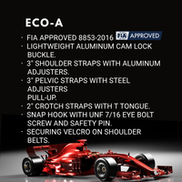 Ceinture de sécurité de course TBRACING ECO-A homologuée FIA, certifiée ISO9001, harnais de sécurité en sangle polyester 6 points, largeur 3 pouces, haute résistance