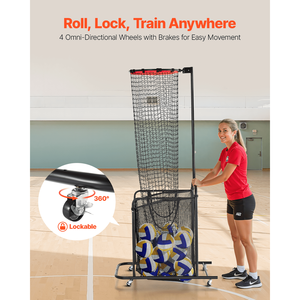 Rete da Allenamento Portatile con Ruote, Angolo e Altezza Regolabili, Attrezzatura per Allenamento di Pallavolo per Trainer - Product Image 2