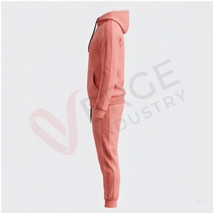 Ensemble de survêtement corail pour homme, manches longues, à capuche, fermeture éclair sur le devant, couleur unie, respirant, coupe décontractée, pour l'automne - Product Image 3