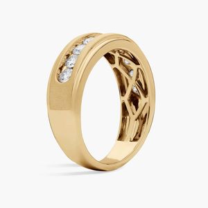 Bague de mariage pour homme en or jaune 14 carats avec diamant rond brillant de luxe - Product Image 2