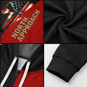 Sudadera con Capucha North Approach para Hombre, Roja y Negra, con Estampado de Bandera Americana, Informal, Corte Regular, Forro Polar de Poliéster, para Otoño - Product Image 4