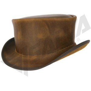Fashion Horse Ranch Men's Riding High Quality Cowhide Handmade Vintage Cow Leather Cowboy <b>Hat</b> Genuine real Leather Cowboys <b>Hats</b> - Product Image 3
