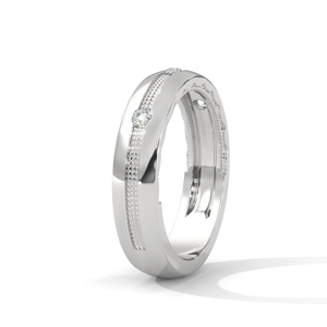 Bague de mariage en diamant de laboratoire, or blanc, alliance trilogie, taille brillant rond, bijoux d'anniversaire pour femme - Product Image 2