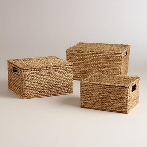 Panier à linge pliable en jacinthe d'eau décoratif personnalisé fait à la main, vente en gros, pour vêtements et pique-nique, fabriqué au Vietnam - Product Image 1