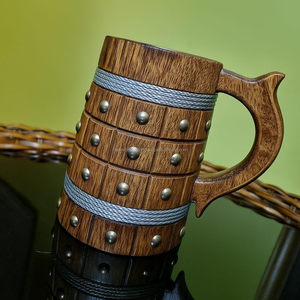 Tasse en céramique médiévale authentique Morden Tasse en bois Viking pour bière, vin et thé par Falak World Export - Product Image 1