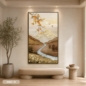 Meilleures ventes OEM ODM Art mural paysager en soie, paysage de montagne, cascade de rivière, œuvre d'art faite à la main NUI3-12, décoration intérieure Vietnam - Product Image 4