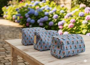 Ensemble de pochettes de voyage pliables en coton matelassé imperméable, fabriquées à la main, sacs de rangement à trois couches, pour bijoux, articles de toilette, utilisation en salle de bain - Product Image 2