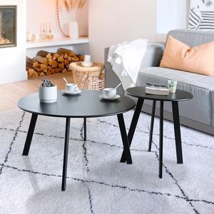 Tavolo in metallo da esterno resistente alle intemperie da 27.5 pollici con struttura in ferro da caffè bistrot per Patio giardino giardino ponte di colore nero - Product Image 4