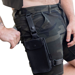 Funda de cuero para teléfono con cierre de solapa y correa para hombre, material premium negro - Product Image 4