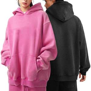 2025 paquete de 2 sudaderas con capucha Unisex Vintage de gran tamaño de algodón desgastado pesado con cremallera lavada con ácido para hombres, mujeres y parejas - Product Image 2