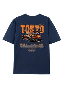 Camiseta de Algodón Estampada Azul Marino para Hombre, Fabricada en Sialkot, Manga Corta, Cuello Redondo, Corte Regular, Estilo Urbano, Prenda Auténtica - Product Image 2