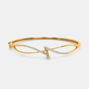 <b>Infinity</b> Wave Lab Grown Diamond Round Brilliant Cut 14K Gold Luxury Drop Bangle - Product Image 1