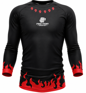 Free Fight Industry Men's Short Sleeve UPF50+ Breathable Rash Guard Black Red <b>Flame</b> Print Quick Dry Compression <b>Shirt</b> - Product Image 1