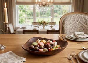High Quality Eco Friendly Walnut Wood Modern Wavy Decorative Durable <b>Serving</b> <b>Platter</b> Luxury Table Centerpiece Home Living Room - Product Image 5