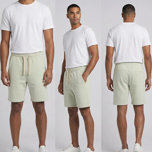 Shorts de sport pour hommes en molleton de laine respirant, tissé, taille mi-haute avec cordon de serrage - Couleurs et logos personnalisables - Product Image 1