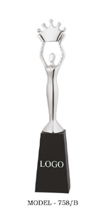 <b>Trophy</b> Model 758/A B C Zinc Alloy Plated Crown Figure Sports Award Engraving Durable Pyramid Base - Product Image 4