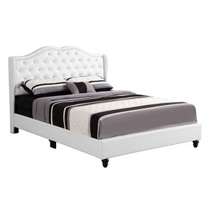 Letto Imbottito Glory Furniture Joy G1926 FB Completamente Bianco, Comodo ed Elegante - Product Image 1