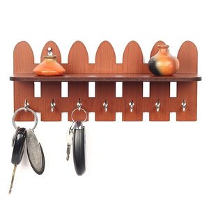 Rustic Wooden Garden Fence Key Holder for Wall Brown Decorative Key Stand for Home Entrance - Product Image 2
