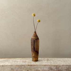 Jarrón de Madera Natural Hecho a Mano, Jarrón de Madera Maciza para Flores, Decoraciones de Bambú para Bodas - Product Image 1