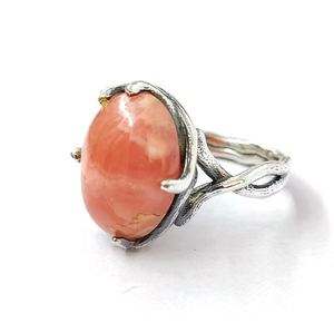 Bague en argent 925 au style unique avec pierre précieuse rhodochrosite - Bijoux anti-ternissement en gros fabriqués par JAIPUR SILVER - Product Image 2