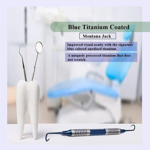 Détartreur dentaire Montana Jack |   Grattoir à dents double extrémité premium en titane bleu |   Poignée creuse ultra-légère réutilisable - Product Image 3