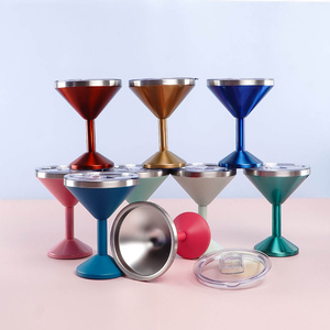 Gobelet à Margarita en acier inoxydable, verres à vin à double paroi isolés, gobelet à Martini avec couvercle pour les fêtes - Product Image 5