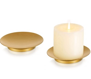 Soporte de vela metálico duradero negro liso Soporte de vela de pilar de diseño contemporáneo Soportes de vela de iluminación decorativa de mesa - Product Image 4