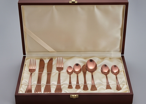 Modern Copper Finish Flatware Set With <b>Knife</b> <b>Fork</b> <b>And</b> Two Spoons Perfect For Wedding Use <b>And</b> Party Use - Product Image 6