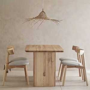 Solid Wood Modern Dining <b>Table</b> Set, Minimalist Rectangular Wooden Furniture, Contemporary Natural Wood Chairs for Home - Product Image 3
