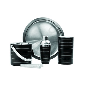 Ensemble de barres noires en acier inoxydable pour barman 4 pièces avec design nervuré Ensemble d'accessoires de barres en acier inoxydable professionnel Outil de barre - Product Image 1