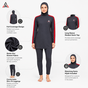 Conjunto de Burkini para Mujer, Diseño Cómodo y con Buen Cobertura, Secado Rápido, Ecológico, Ligero, Tela de Spandex/Poliéster, Fácil Movimiento, Piscina - Product Image 6