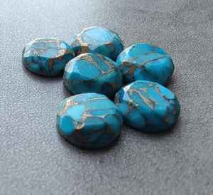 Turquoise bleue naturelle, forme ronde, taille facetée, calibrée, vente en gros, pierre précieuse en vrac pour bijoux - Product Image 2