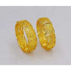 Latest Design <b>Antique</b> Look Good Finishing <b>Gold</b> Plated 2pc Fashionable Women <b>Bangles</b> Bracelets Arabic India Dubai Style Jewelry - Product Image 4