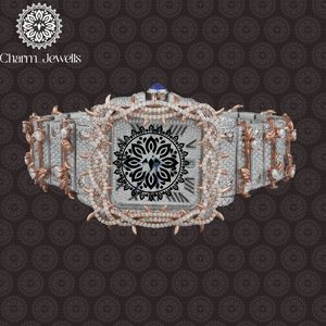 Reloj de Lujo Charm_Jewells para Hombre, de Acero Inoxidable, Caja de 40 mm, Movimiento Mecánico Analógico, Cronógrafo, Detalles de Diamantes, Fecha Automática - Product Image 2