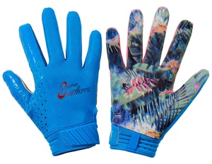 New Arrival Custom American Football Gloves Full Finger <b>Sticky</b> Grip <b>Hook</b> Loop Closure Breathable Unisex Sports Gloves - Product Image 5