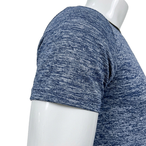 <b>Men's</b> Blue Marled Short Sleeve T-Shirt O-Neck Regular Fit Knitted Casual Solid Color Design - Product Image 3