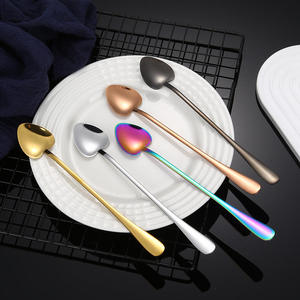ชุดช้อนชาด้ามยาวหลากสีสแตนเลสสตีลสีทองสำหรับไอศกรีมและกาแฟ - Product Image 3