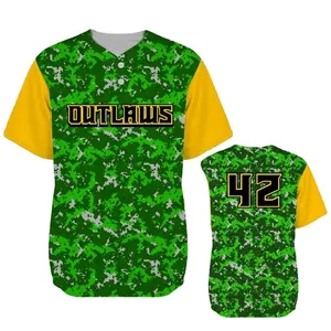 Newest Casual Style baseball jerseys green camo baseball uniform classic club wear softball jersey sublimation two tone jersey