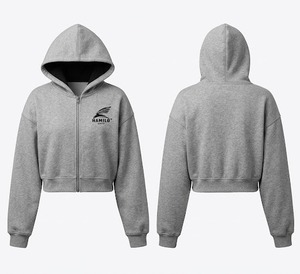 Hami Sports Sweat à capuche court zippé unisexe gris coupe classique couleur unie décontracté polaire 100% coton vêtement d'hiver service OEM - Product Image 1