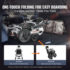 Fauteuil roulant électrique pliable léger pour adultes et seniors, capacité de 300 lb, largeur de 20 pouces, fauteuils roulants motorisés - Product Image 4