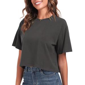 Women's Short Sleeve Cotton Jersey T-Shirt Casual Solid Color Regular Fit Knitted Plain Dyed <b>Top</b> - Product Image 6